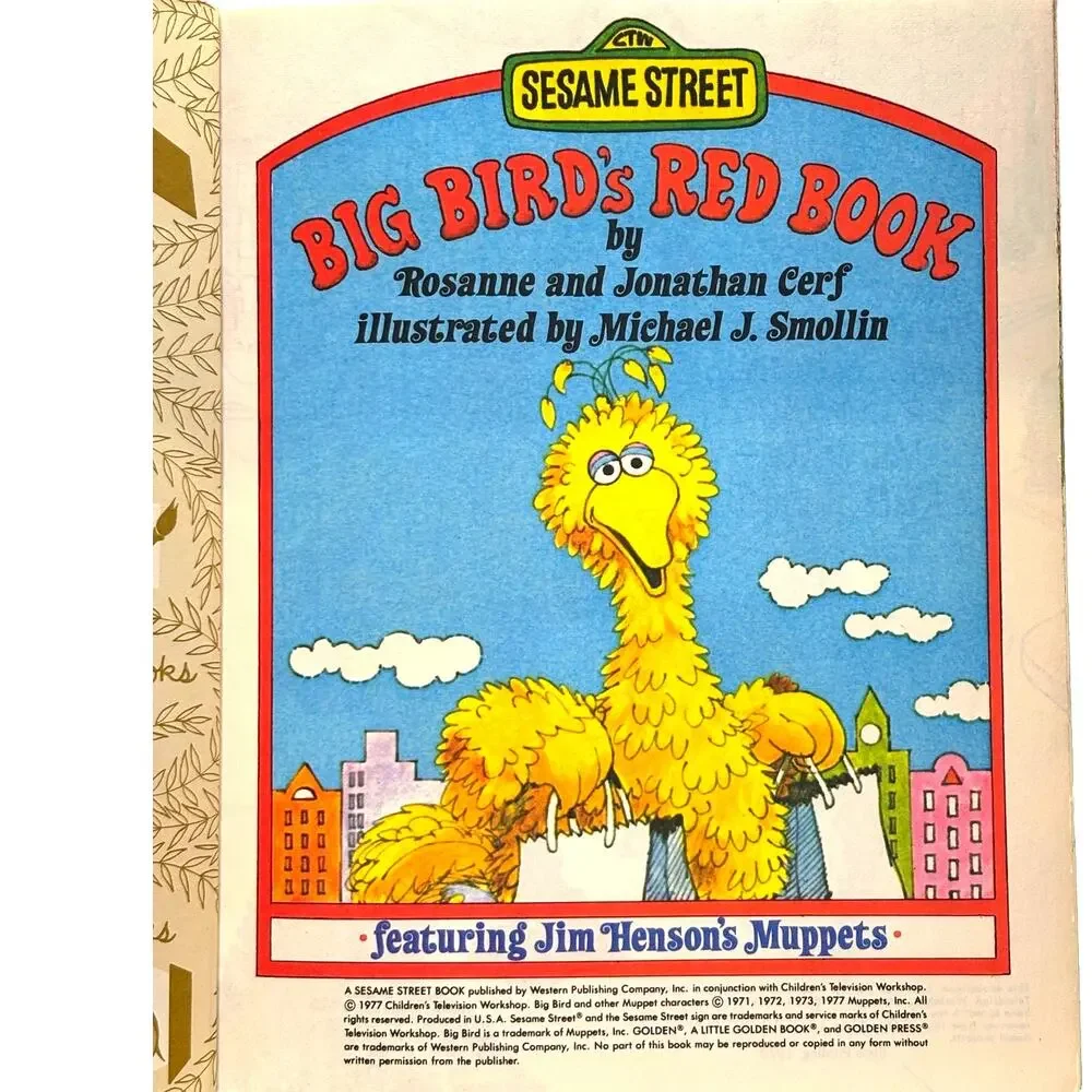 1977 Vintage Big Bird's Red Book Jim Henson's Muppets, Sesame Street, LGB